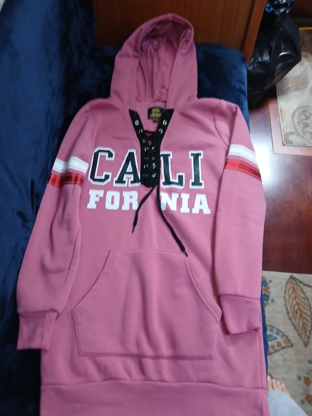 26 International Pink Lace-Up Hooded Pullover
